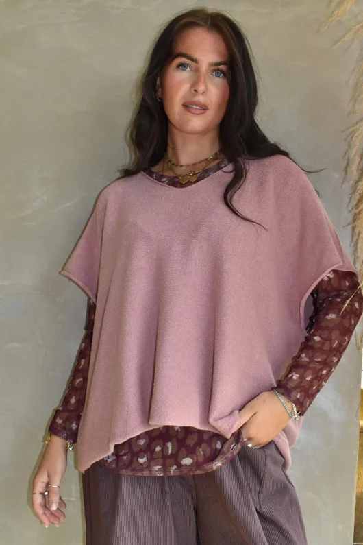 Bobby Mesh Layering Top Sana Leopard Aubergine